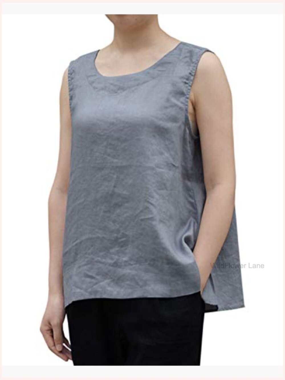 100% Linen Sleeveless Tank Top Summer Casual Blouse - Picture 2 of 5